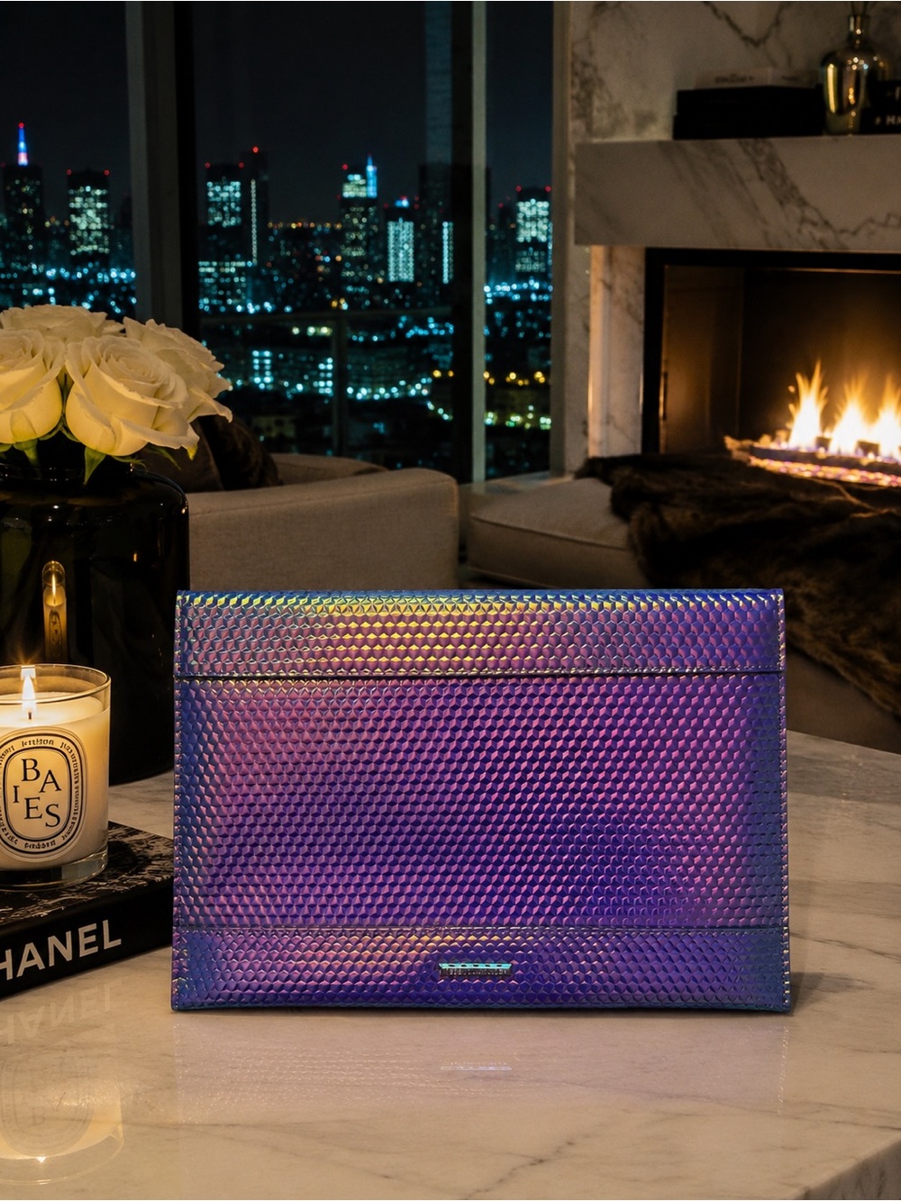 Rebecca Minkoff Iridescent Purple-Blue Envelope Clutch